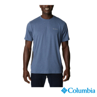 【Columbia 哥倫比亞 官方旗艦】男款-UPF50快排短袖上衣-深藍(UAE96210NY / 2022年春夏品)