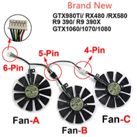 New 87mm Computer Graphics Card Cooler Fans Cooling fan For ASUS Strix GTX 1060 1070 1080 GTX10 80Ti RX 480 580 R9 390 T129215SU