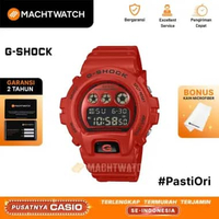 Jam Tangan Pria Casio G-Shock DW-6900RRB-4JF Iconic Red Series Digital Dial Red Resin Band (JDM) Mer