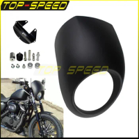 For Harley Sportster Dyna Cafe Racer 5.75" Front Headlight Fairing Mask Cowl 39mm Narrow Glide Forks Mount Cut Out Fairing