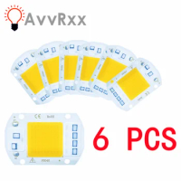 6PCS 220V LED chip 20W 30W 50W COB chip Smart IC No driver required LED lamp beads for floodlight spotlight Diy lighting