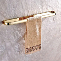 Luxury Gold Color Brass Wall Mounted Bathroom Hardware Single Towel Rail Bar Holder Dba843