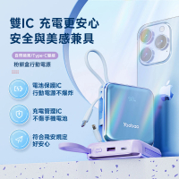 YOOBAO 粉餅盒鏡面自帶線行動電源(10000毫安 PD/QC快充)