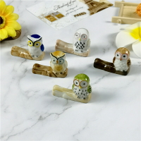 卡通小動物創意筷子架可愛貓頭鷹日式家用陶瓷筷托筷枕餐桌小擺件