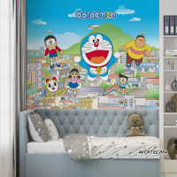 Wallpaper Dinding Custom 3d | Kamar Anak | Motif Kids Doraemon | Wall Sticker Dinding | Stiker Kaca 