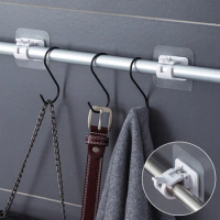 2pcs Curtain Rod Holder Hook Self-Adhesive Nail-Free Curtain Clamp Hooks Kitchen Bathroom Adjustable