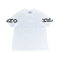 【KENZO】KENZO袖筒黑字LOGO綿質圓領短袖T恤(男款x白)