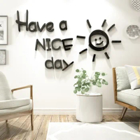 3D Mirror Wall Sticker Mural Decor for Home Acrylic Stickers Living Room Decoration Have A Nice Day Wall Decal Bedroom Decor