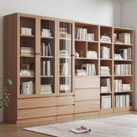書架 書櫃 書桌 書櫃落地防塵靠墻家用客廳多層櫃子儲物櫃收納櫃實木色置物架書架