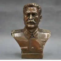 Copper Brass craft collecting OLD copper decoration BRASS 6'' Elaborate Russian Leader Joseph Stalin Bust BRASS Statue sculptu