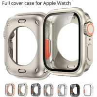 Change To Ultra 360 Full Protector Case for Apple Watch 45mm 44mm Tempered Glass Screen Protector for IWatch Series 8 7 6 SE 5