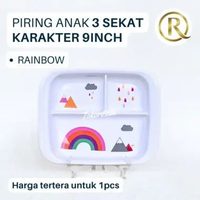 Piring Makan Anak Karakter 3 Sekat 9inch Melamin Toptree RAINBOW