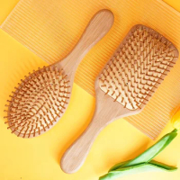 1pc Wood Comb Healthy Paddle Cushion Hair Loss Massage Brush Hair Brushes Combs Scalp Professional Bamboo Comb Hair Care Healthy