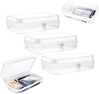 3 PCS Clear Hard Shell Zipper Case Clear Zipper Pouches Clear Hard Plastic Zipper Case Portable Cosm