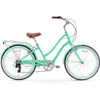 New Women's Hybrid Cruiser Bike, Step-Through Hybrid Bicycle, 1/3/7/21 Speed Bicycles