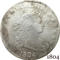 United States Of America Coin 1804 Liberty Draped Bust One Dollar Heraldic Eagle Cupronickel Silver Plated Copy Coins