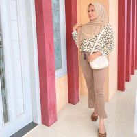 Celana Cutbray List Cubit, Bahan Scuba Premium. Celana Cutbray Bawahan Wanita Dewasa Nyaman Santai D