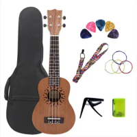 Ukulele Set for Beginner, Rosewood Fingerboard Body with Picks, String Capo, Storage Bag, 21 inches