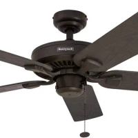 Honeywell Ceiling Fans Belmar, 52 Inch Traditional Indoor Outdoor LED Ceiling Fan with No Light, Pull Chain, Three Mounting