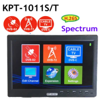 KPT-1011ST DVB-S2 DVB-T2 DVB-C Combo 10.1 Inch LCD Satellite Finder Meter HD Satellite TV Receiver Spectrum Analysis