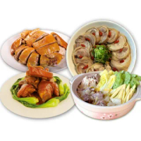 【FROM FARM 元榆牧場】明星商品豪華饗宴組(甘蔗雞大包裝+醉雞腿+滷豬腳+酸白菜雞湯大)