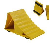 Car Anti Slip Block Anti Slip Yellow Triangular Wheel Stopper RV Accessories Tire Support Pad Heavy Duty Car Ramps with Grooves