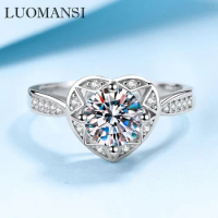 Luomansi 1CT Super Flash Moissanite Ring with GRA Certificate 925 Sterling Silver Jewelry Wedding Party Girlfriend Birthday Gift