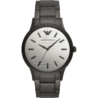 【EMPORIO ARMANI】亞曼尼 現代簡約手錶-銀x灰/43mm 畢業禮物(AR11259)