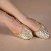 Women's Belly Dance Shoes Flat Roll Up Slipper Indoor Exercise Belly Ballet Dance Shoes