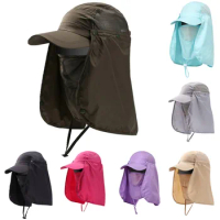 Outdoor Sun Hat UV Protection Ear Flap Neck Cover Fishing Hunting Hiking Cap Unisex Leisure Hat Removable Face Shield Safari Hat