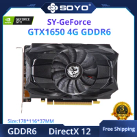 SOYO New GeForce GTX1650 4G GDDR6 Graphics Card Nvidia Original GPU Card Desktop Gaming Video Card DP*2 6Pin 128Bit