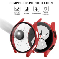 PC+Glass Watch Protective Case New Full Coverage Hard PC Shell 40MM Lightweight Tempered Cover for Samsung Galaxy watch 4/5