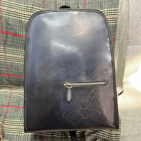 Men's Luxury Gradient Color Backpack Leather Hand-colored Men Bag