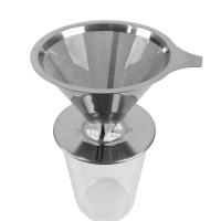 1pc Stainless Steel Reusable Coffee Filter Holder Pour Over Coffees Dripper Mesh Coffee Tea Filter Basket Drip Coffee Filter Cup