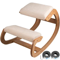 Ergonomic Kneeling Chair Rocking Posture Correcting Wooden Stool for Office &amp; Home
