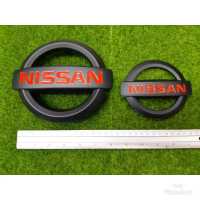 โลโก้ nissan ดำแดง หน้า ท้าย รุ่น NAVARA ชุด 2 ชิ้น