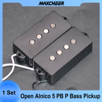 Open Alnico 5 PB P Bass Pickup Humbucker Pickup Bass 4-String Alnico V Black for PB Bass Parts Replacement