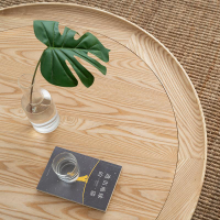 茶桌 日式實木圓茶幾茶桌家用客廳白蠟木圓桌藝術設計矮桌