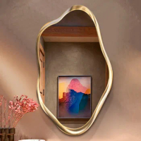 Decoration Mirror Wall Sticker Makeup Booth Aesthetic Mirror Ornament Bedroom Full Body Bathroom Gold Pocket Spiegel Room Decor