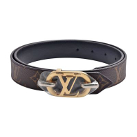 LV  M0429W EVERYDAY 30系列Monogram塗層立體LOGO雙面腰帶/皮帶(棕色/黑色-80CM)