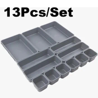 8/13Pcs Combo Drawer Organizers Separator Home Desk Stationery Storage Box For Makeup Organizer Boxes Kitchen Women For Dog Tags