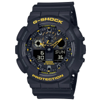 【CASIO 卡西歐】G-SHOCK酷炫黑黃色彩雙顯錶(GA-100CY-1A)