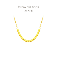 周大福 ING系列 蹦迪方珠小方糖造型黃金項鍊_計價黃金(鍊長40cm)