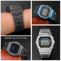 DW5600 Set Metal Watch Strap 316L Stainless Steel Carved Watchband Case For DW5000 DW5600 GW-B5600GW-5000 5610 Belt Bezel Tools