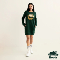 【Roots】Roots 女裝- 戶外探險家系列 刺繡海狸洋裝(深綠色)