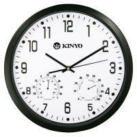 KINYO 溫濕度計掃描靜音14吋掛鐘(CL130)