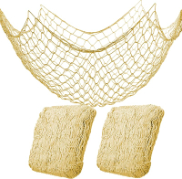 2 Pack Fish Net Decorations for PartyNatural Cotton Hawaiian Party Fishing Net Decorative Nautical T
