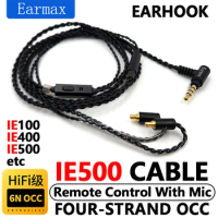 For Sennheiser IE100 IE400 IE500 IE100PRO IE500PRO Earphones Replaceable 4-Strand 3.5mm Single Crystal Copper Upgrade Cable
