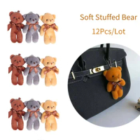 Cute Mini Stuffed Bear Plush Toys Teddy Bear Dolls Toy Small Gift Party Wedding Keychain On Student Bag 12Pcs/Lot