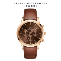Daniel Wellington DW 手錶 Iconic Chronograph 42ｍｍ琥珀棕三眼皮革錶棕錶盤 DW00100640